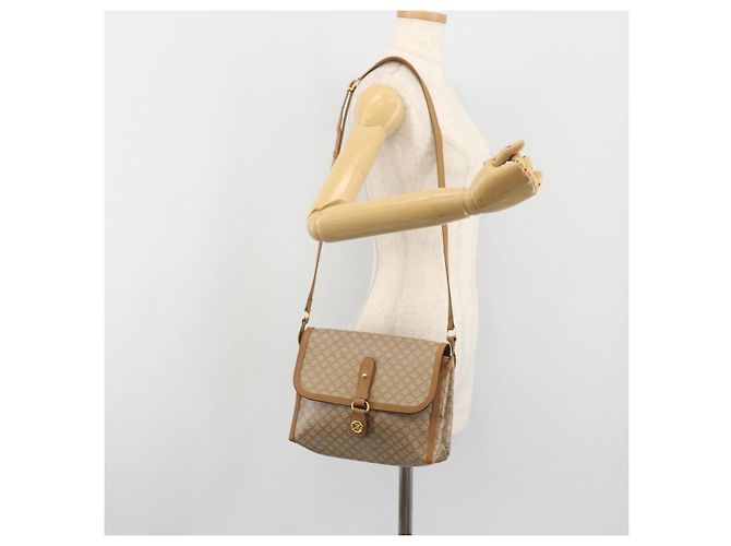 Céline Borsa a Tracolla CELINE Macadam PVC Pelle Beige Tono Oro Auth 194144A - vista 23