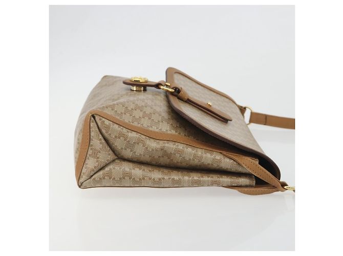 Céline Borsa a Tracolla CELINE Macadam PVC Pelle Beige Tono Oro Auth 194144A - vista 3