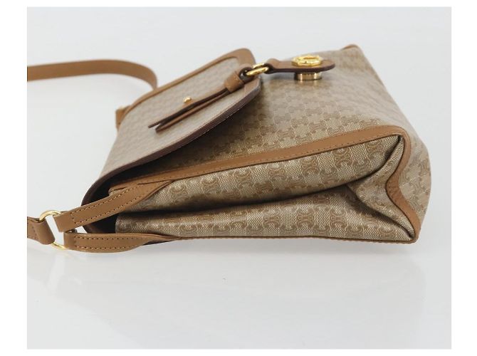 Céline Borsa a Tracolla CELINE Macadam PVC Pelle Beige Tono Oro Auth 194144A - vista 4