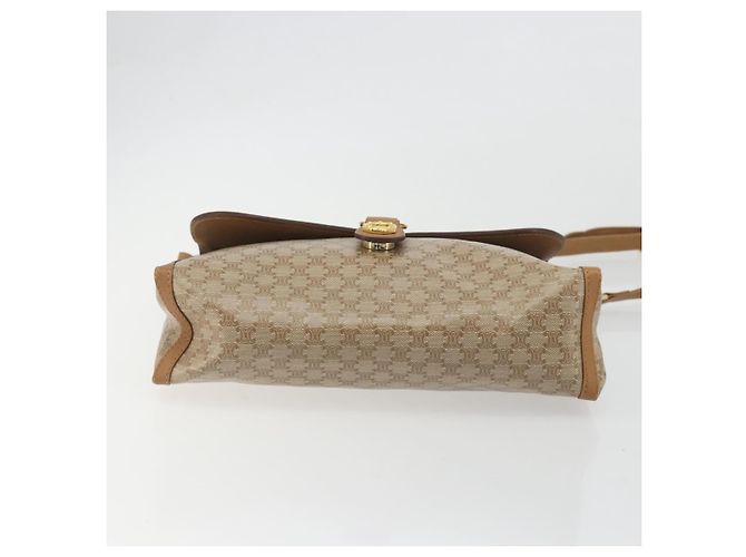 Céline Borsa a Tracolla CELINE Macadam PVC Pelle Beige Tono Oro Auth 194144A - vista 5