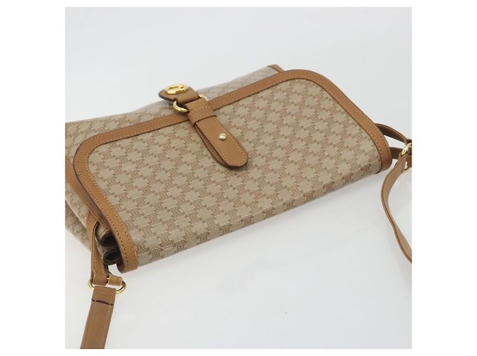 Céline Borsa a Tracolla CELINE Macadam PVC Pelle Beige Tono Oro Auth 194144A - vista 6