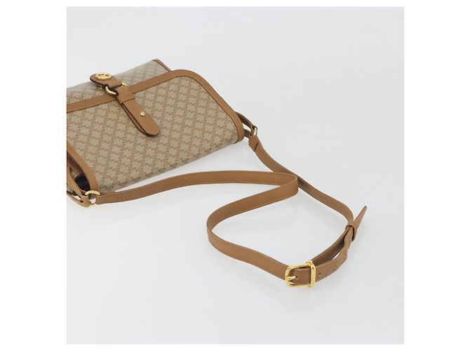 Céline Borsa a Tracolla CELINE Macadam PVC Pelle Beige Tono Oro Auth 194144A - vista 7