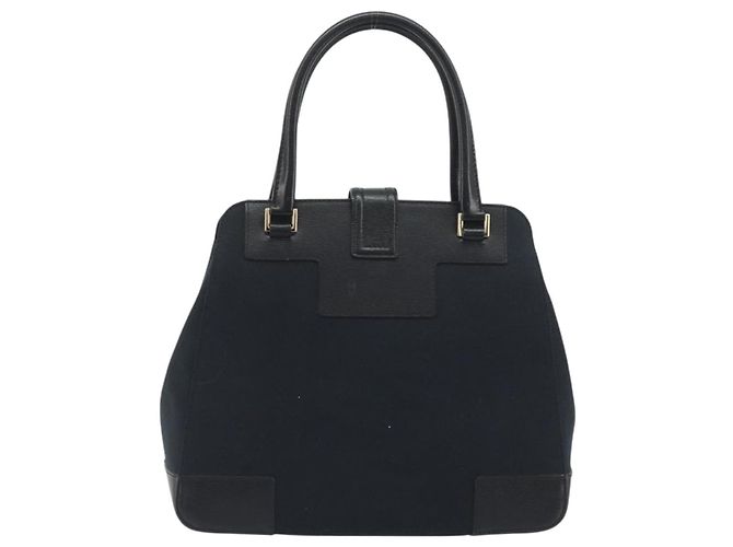 Bolsa de mão GUCCI Canvas Black Gold Tone 002 1103 Auth BA14728A Preto - vista 2
