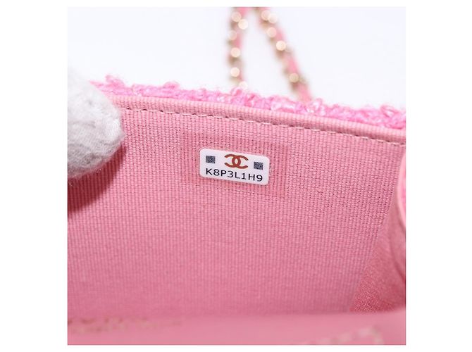 CHANEL Matelasse Chain Shoulder Pouch Tweed Pink Gold CC Auth 193594SAM Rosa D'oro - vista 11