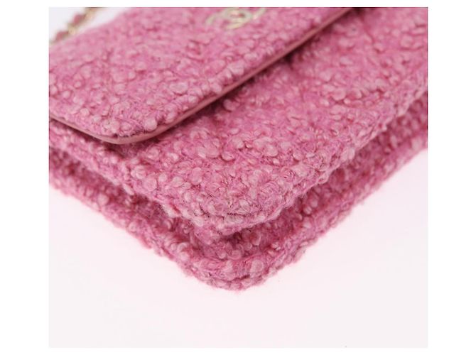 CHANEL Matelasse Chain Shoulder Pouch Tweed Pink Gold CC Auth 193594SAM Rosa D'oro - vista 15