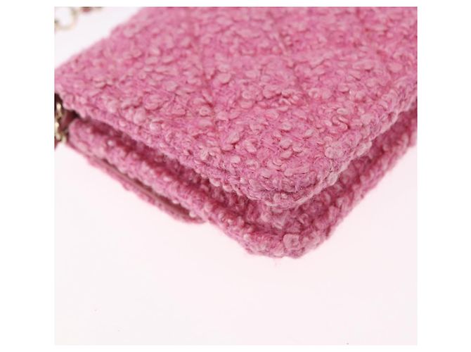 CHANEL Matelasse Chain Shoulder Pouch Tweed Pink Gold CC Auth 193594SAM Rosa D'oro - vista 17