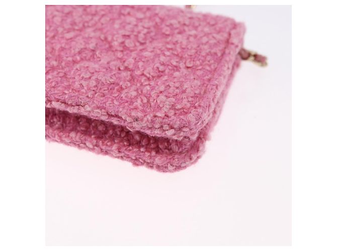 CHANEL Matelasse Chain Shoulder Pouch Tweed Pink Gold CC Auth 193594SAM Rosa D'oro - vista 18