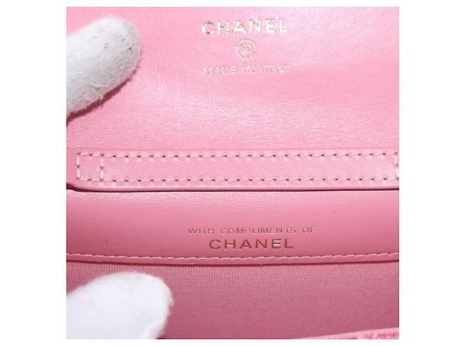 CHANEL Matelasse Chain Shoulder Pouch Tweed Pink Gold CC Auth 193594SAM Rosa D'oro - vista 20