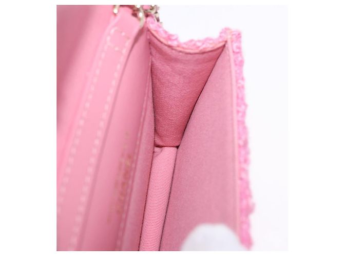 CHANEL Matelasse Chain Shoulder Pouch Tweed Pink Gold CC Auth 193594SAM Rosa D'oro - vista 21