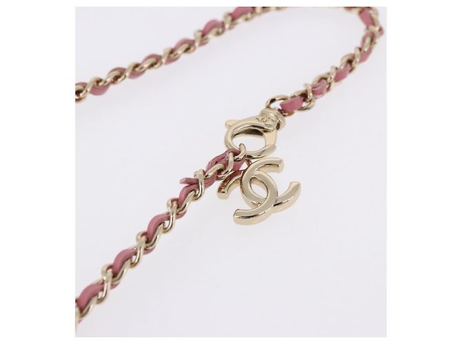 CHANEL Matelasse Chain Shoulder Pouch Tweed Pink Gold CC Auth 193594SAM Rosa D'oro - vista 8