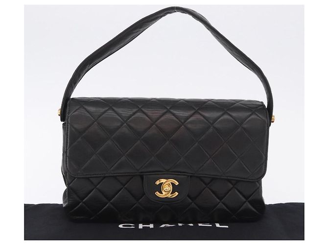 Borsa CHANEL Matelasse Double Face in pelle d'agnello nera e oro CC Auth 194872SAM Nero D'oro - vista 12