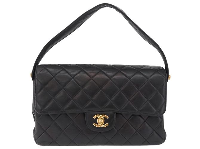 Borsa CHANEL Matelasse Double Face in pelle d'agnello nera e oro CC Auth 194872SAM Nero D'oro - vista 13
