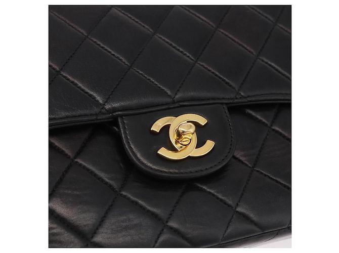 Borsa CHANEL Matelasse Double Face in pelle d'agnello nera e oro CC Auth 194872SAM Nero D'oro - vista 19