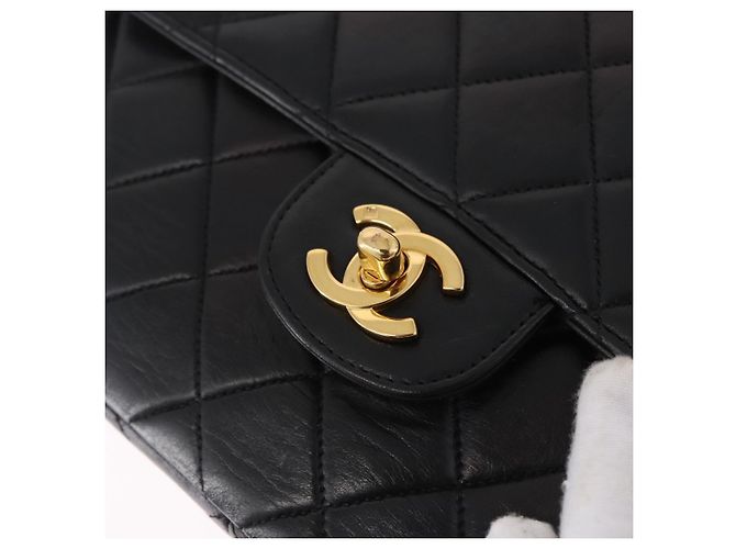 Borsa CHANEL Matelasse Double Face in pelle d'agnello nera e oro CC Auth 194872SAM Nero D'oro - vista 20