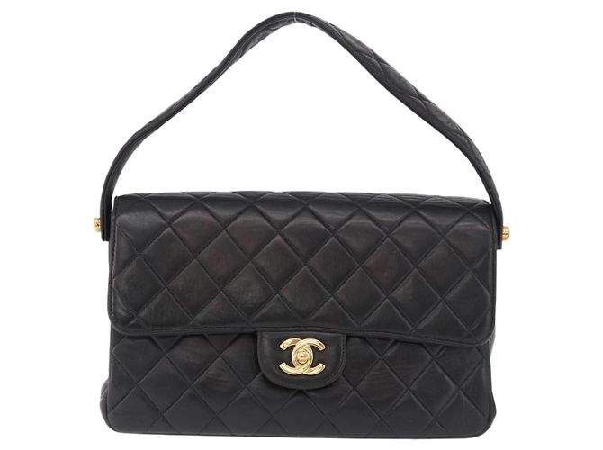 Borsa CHANEL Matelasse Double Face in pelle d'agnello nera e oro CC Auth 194872SAM Nero D'oro - vista 3