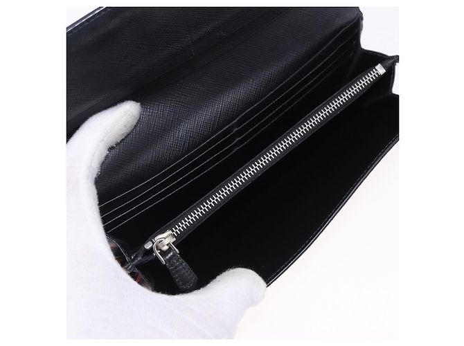 Saffiano PRADA Langbeutel aus Safiano-Leder Schwarz Silber Auth bs36436 - Ansicht 9