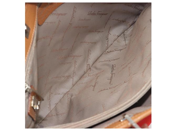 Borsa Tote Salvatore Ferragamo Gancini Canvas Rossa Argento Auth 193384V Rosso - vista 10