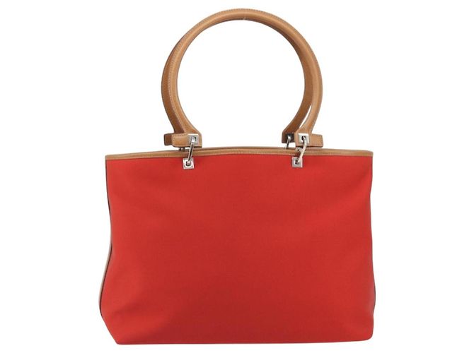 Borsa Tote Salvatore Ferragamo Gancini Canvas Rossa Argento Auth 193384V Rosso - vista 13
