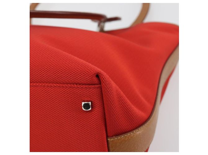 Borsa Tote Salvatore Ferragamo Gancini Canvas Rossa Argento Auth 193384V Rosso - vista 15