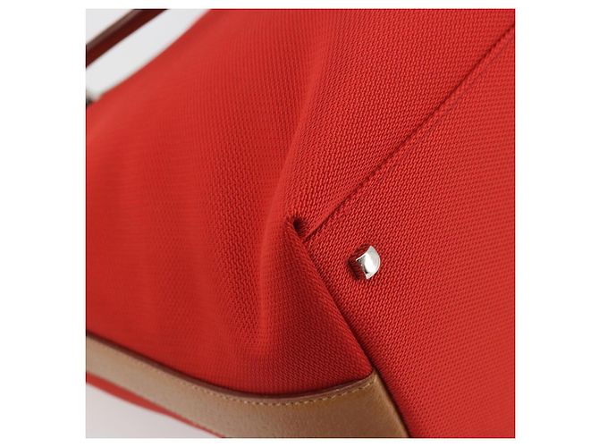 Borsa Tote Salvatore Ferragamo Gancini Canvas Rossa Argento Auth 193384V Rosso - vista 16