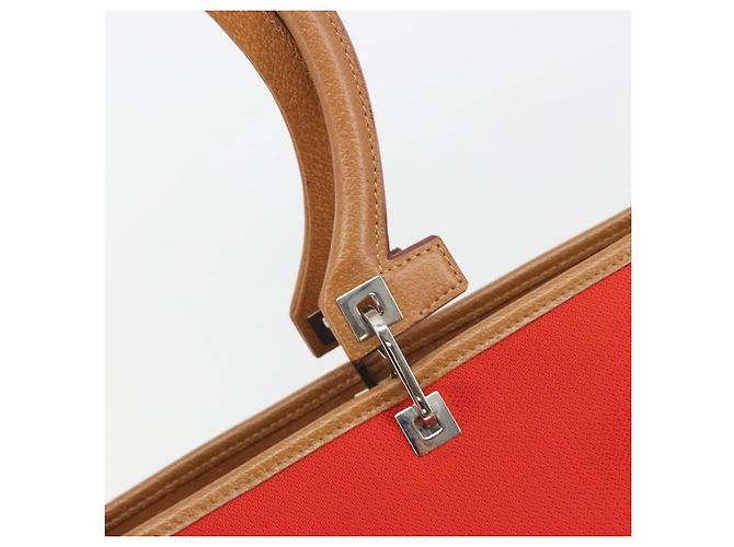 Borsa Tote Salvatore Ferragamo Gancini Canvas Rossa Argento Auth 193384V Rosso - vista 17
