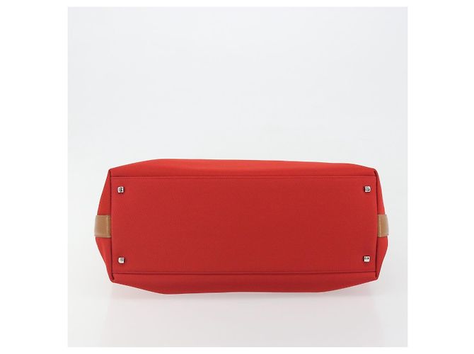 Borsa Tote Salvatore Ferragamo Gancini Canvas Rossa Argento Auth 193384V Rosso - vista 5