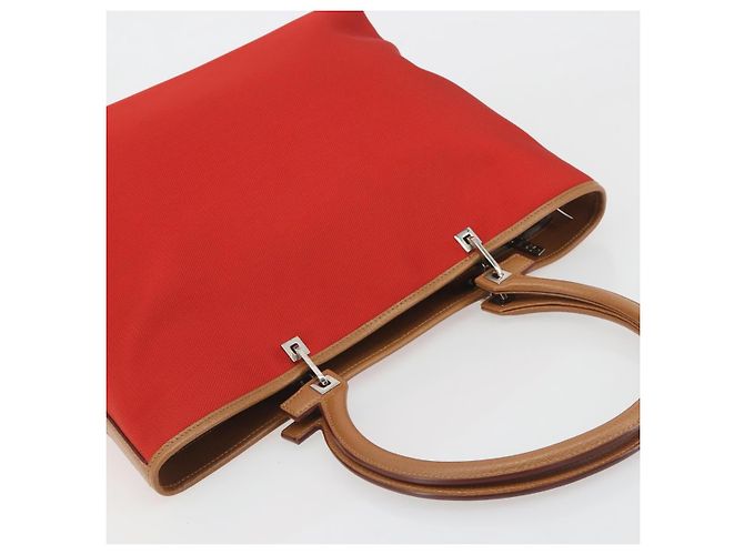 Borsa Tote Salvatore Ferragamo Gancini Canvas Rossa Argento Auth 193384V Rosso - vista 6
