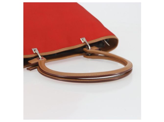 Borsa Tote Salvatore Ferragamo Gancini Canvas Rossa Argento Auth 193384V Rosso - vista 7