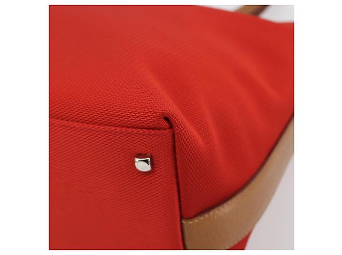 Borsa Tote Salvatore Ferragamo Gancini Canvas Rossa Argento Auth 193384V Rosso - vista 9