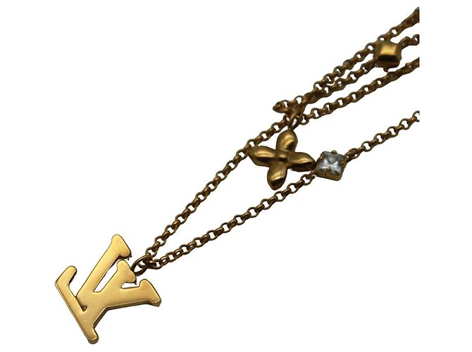 Collana Louis Vuitton strass dorata D'oro - vista 2