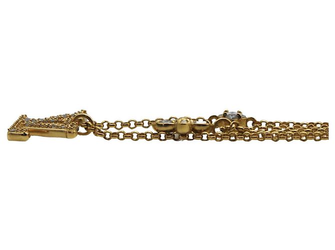 Collana Louis Vuitton strass dorata D'oro - vista 3