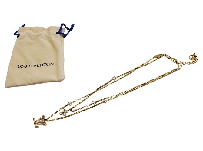 Collana Louis Vuitton strass dorata D'oro - vista 6
