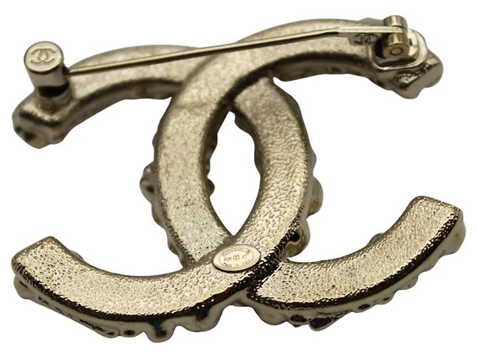 Timeless Chanel Brosche mit goldfarbenen und rosa Strasssteinen Pink Golden - Ansicht 2