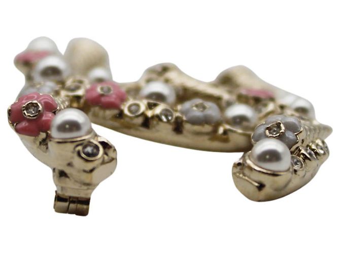 Timeless Chanel Brosche mit goldfarbenen und rosa Strasssteinen Pink Golden - Ansicht 4
