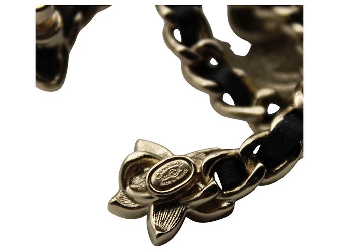 Broche Chanel preta e dourada com strass Preto Dourado - vista 7