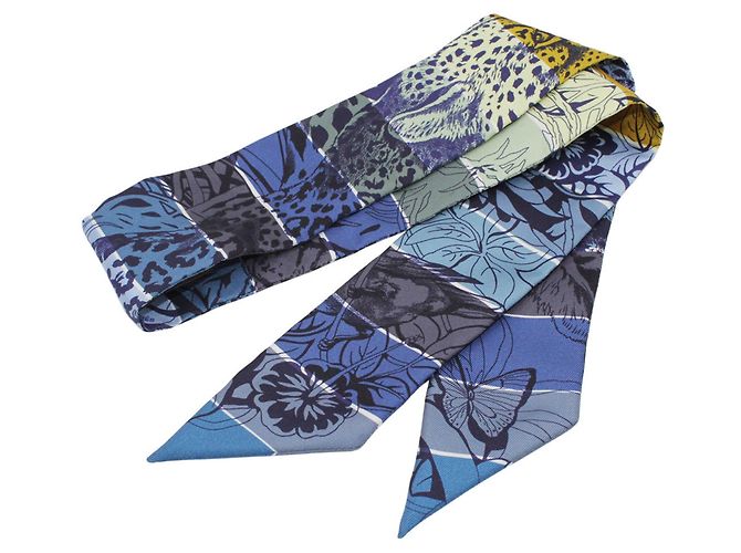 Hermès Foulard Hermes Jungle Love Rainbow Blu - vista 3