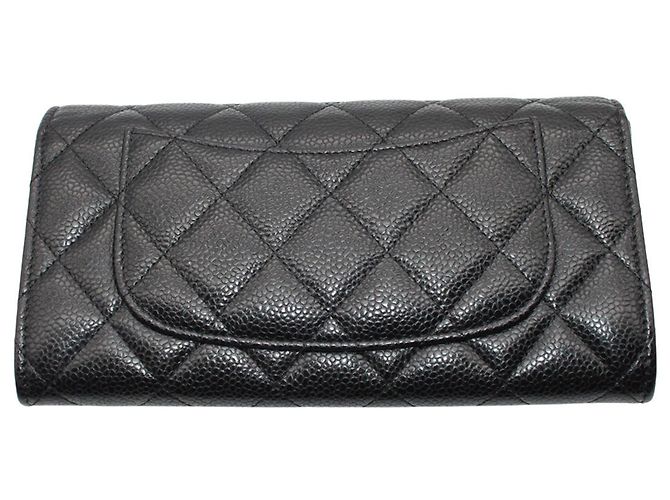 Cartera larga Chanel Matelassé de piel de becerro granulada negra Negro - vista 2