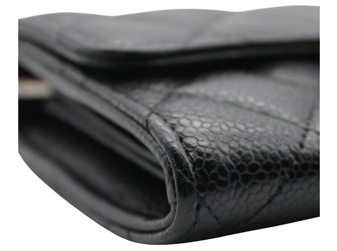 Cartera larga Chanel Matelassé de piel de becerro granulada negra Negro - vista 4