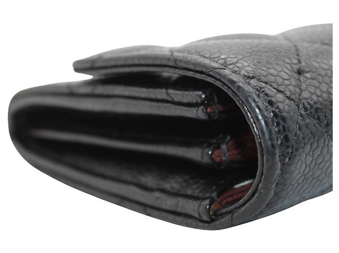 Cartera larga Chanel Matelassé de piel de becerro granulada negra Negro - vista 7