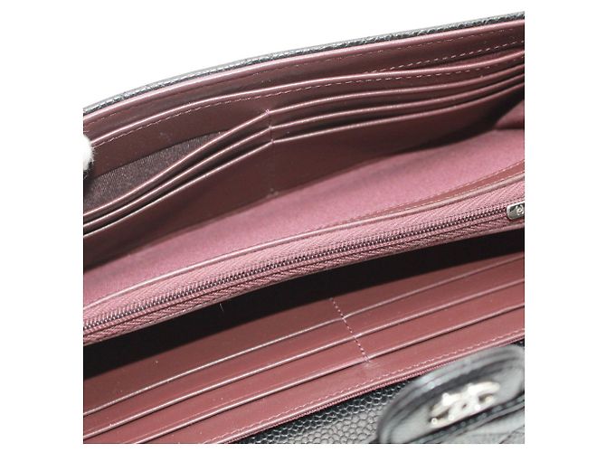 Cartera larga Chanel Matelassé de piel de becerro granulada negra Negro - vista 9