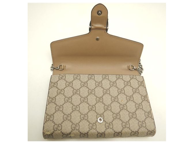 Portafoglio a catena GUCCI Dionysus - Borsa a tracolla Beige GG Supreme - vista 4