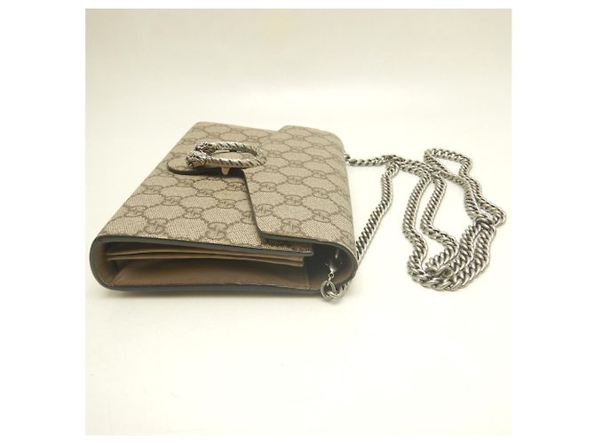 Portafoglio a catena GUCCI Dionysus - Borsa a tracolla Beige GG Supreme - vista 6