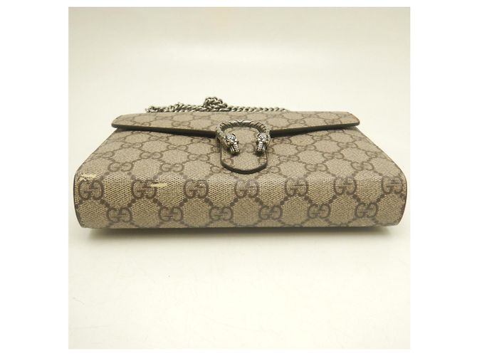 Portafoglio a catena GUCCI Dionysus - Borsa a tracolla Beige GG Supreme - vista 7
