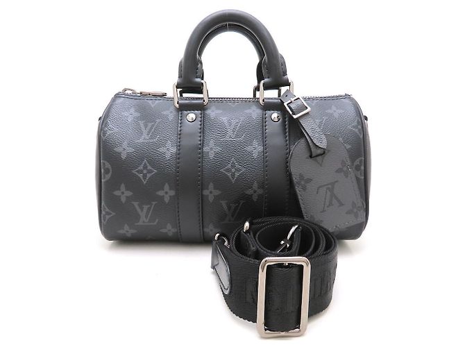 Louis Vuitton Monogram Eclipse Keepall Bandoulière 25 Nero - vue 2