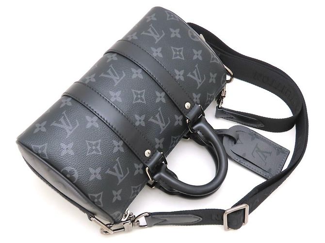 Louis Vuitton Monogram Eclipse Keepall Bandoulière 25 Nero - vue 5