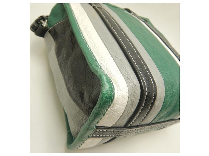 Borsa Tote Balenciaga Bazaar Shopper Nero Verde - vista 14