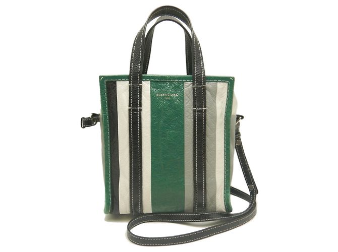Borsa Tote Balenciaga Bazaar Shopper Nero Verde - vista 2