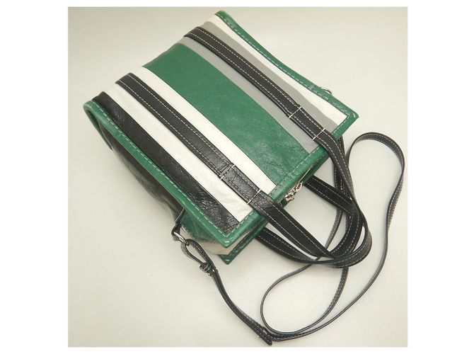 Borsa Tote Balenciaga Bazaar Shopper Nero Verde - vista 3