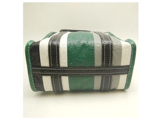 Borsa Tote Balenciaga Bazaar Shopper Nero Verde - vista 7
