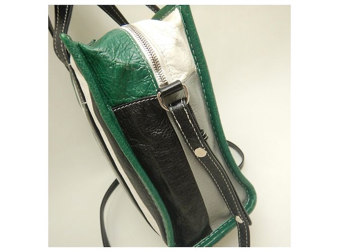 Borsa Tote Balenciaga Bazaar Shopper Nero Verde - vista 8